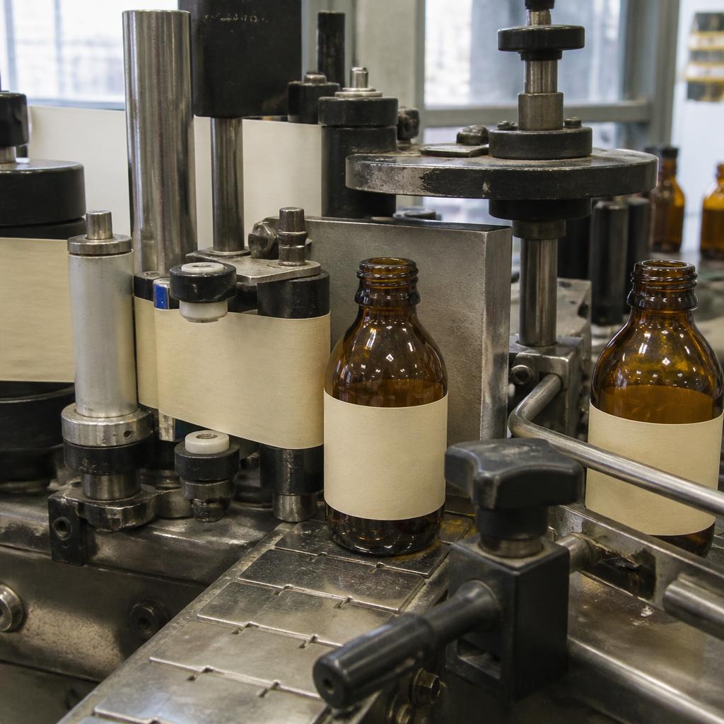 Automated labeler applying labels to bottles